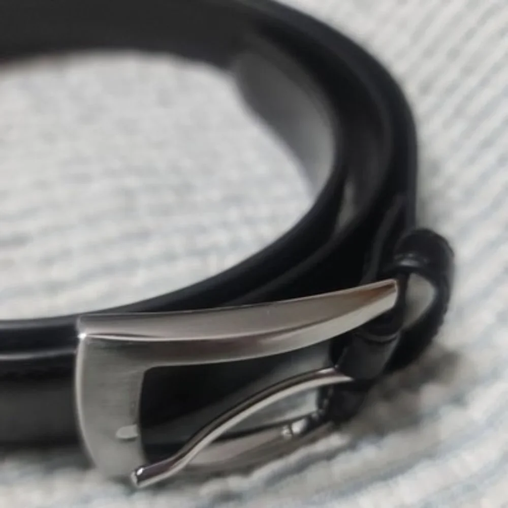 Sportoli Classic Leather Belt Black Single Prong silver Buckle Mens Belt Size 40